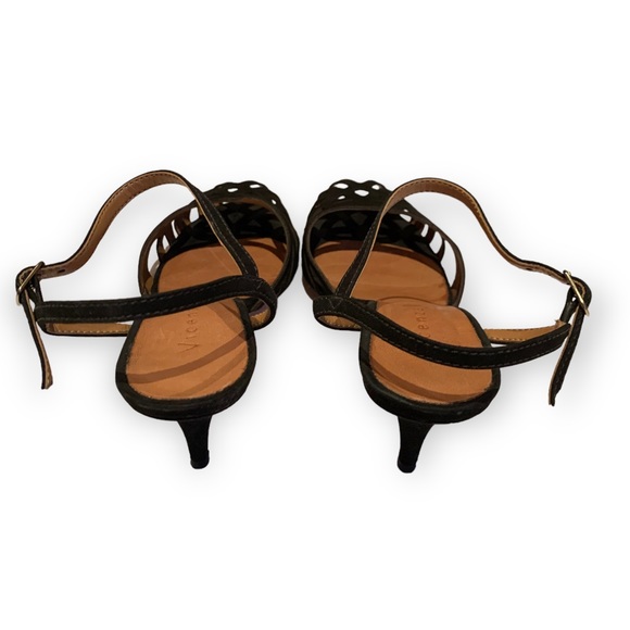 Vicenza Brazil Women’s Suede Strappy Peep Toe Shoes Black Size 5 - Picture 4 of 9
